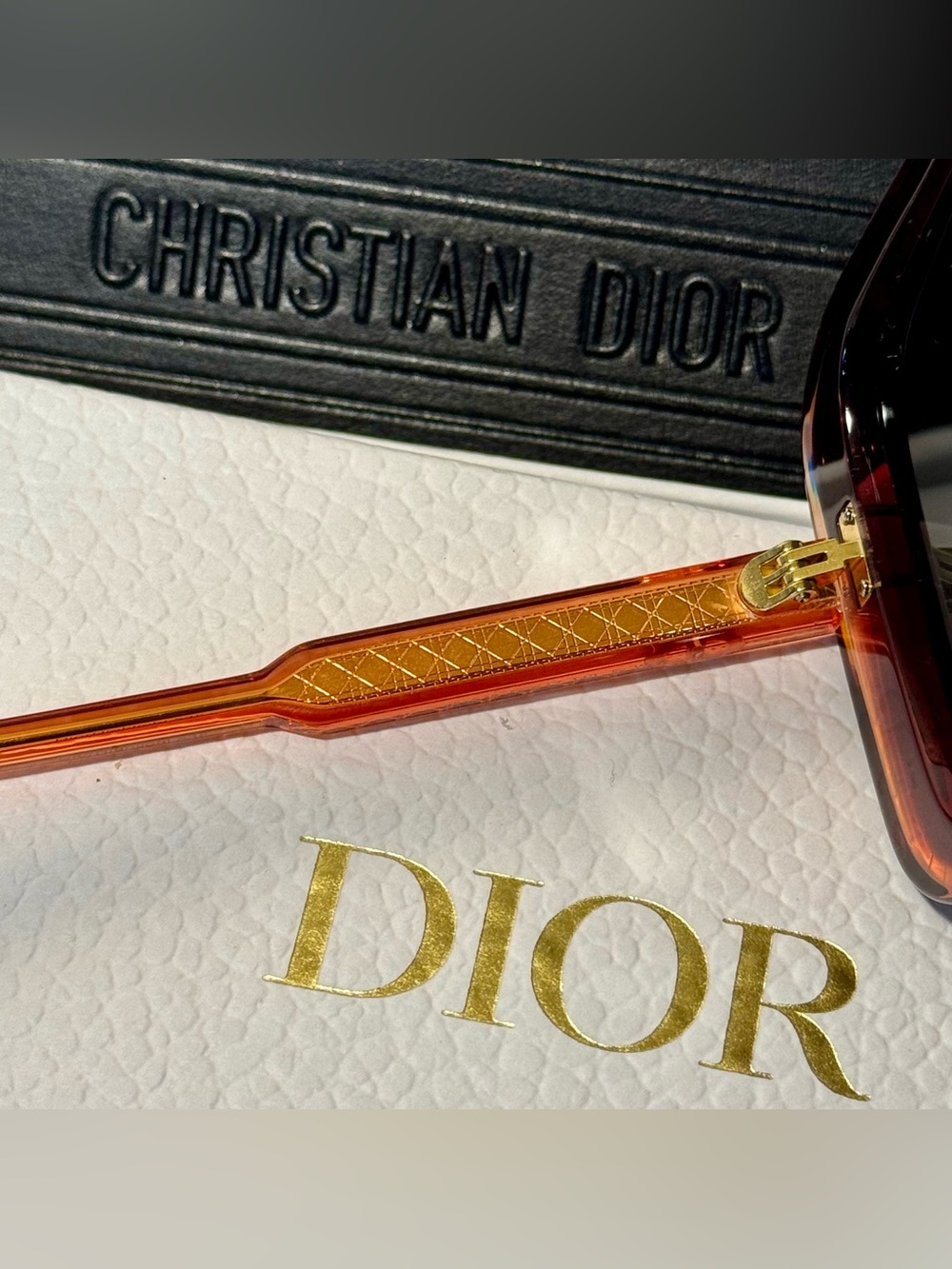 DIOR Champagne/Gold-tone, Oversized Square Sunglasses | Pristine - Picture 3 of 9